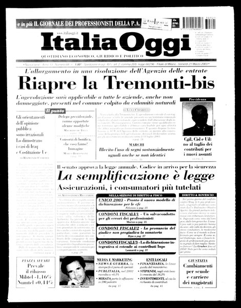 Italia oggi : quotidiano di economia finanza e politica